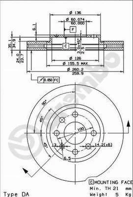 Stabdžių diskas BREMBO 09.8601.75
