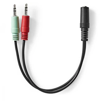 Kabelis Nedis 3.5mm na 2x 3.5mm 0,12 m Juodas (CAGB22160BK02)