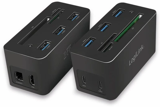 LogiLink USB-C Multiport Dock 10-in-1, Juoda