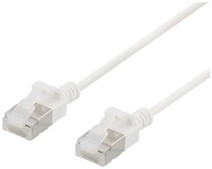 DELTACO U/FTP Cat6a patch cable, slim, 3,8mm in diameter, 0,3m, baltas