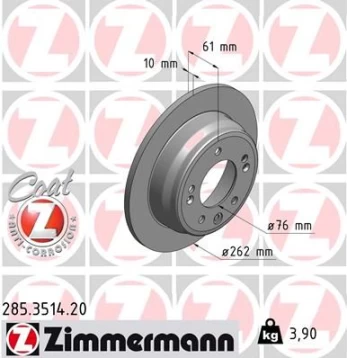Stabdžių diskas ZIMMERMANN 285.3514.20