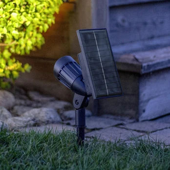 LED saulės energijos prožektorius „Powerspot“ 19 cm, RGBW, 80 lm, juodas, su