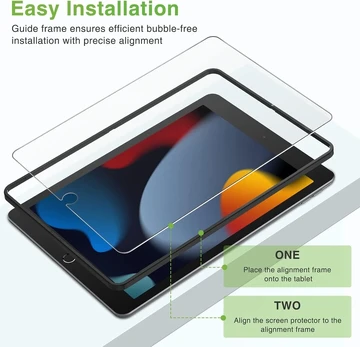 Apiker Grūdintas stiklas Ipad 9 kartai, 10.2" su rėmeliu, 3 vnt.