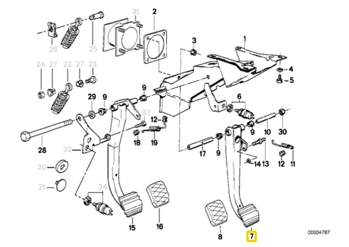 BMW E30 E24 Variklio Pedalas Originalus 35211160950