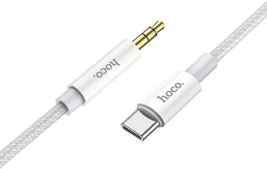 Dėklas HOCO cable AUX Audio Jack 3,5mm to Type C UPA19 1m sidabrinis