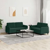 Sofa Sofos komplektas, 2 dalių, tamsiai žalios spalvos, aksomas kaina