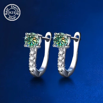 Moisanito auskarai, 0.5 ct, Mėlyna Žalia