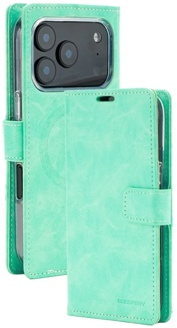 Mercury BlueMoon Diary MagSafe Dėklas skirtas iPhone 17 Pro / 18 Pro Mint