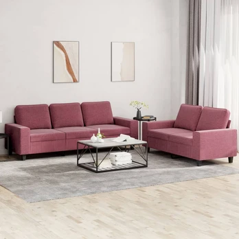 Sofa Sofos komplektas, 2 dalių, raudonojo vyno spalvos, audinys