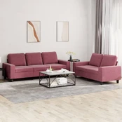 Sofa Sofos komplektas, 2 dalių, raudonojo vyno spalvos, audinys kaina