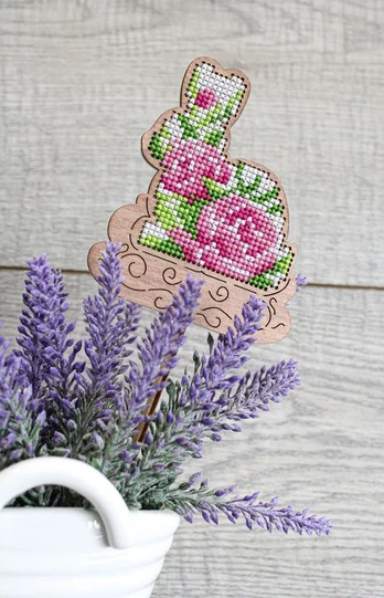 Cross-stich on wooden base "Floral Easter" SO-081