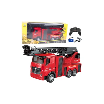 Fire Truck Extendable Ladder Water Spray Huina 1:18