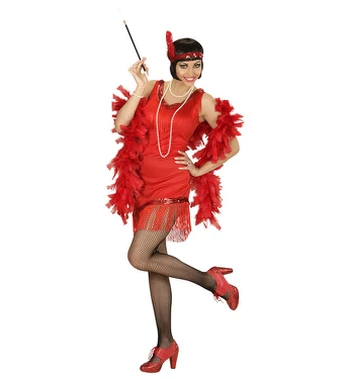 „FLAPPER“ (suknelė, galvos juosta su plunksna)