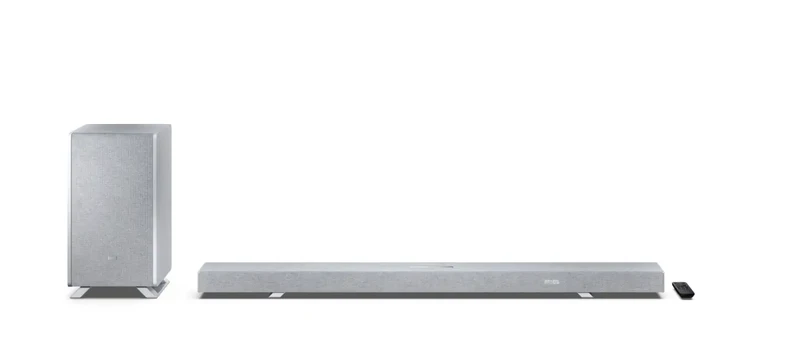 Sharp HT-SBW55121(SL) Q 5.1.2 Dolby Atmos/ DTS:X Soundbar with Wireless Subwoofer, Silver | Sharp