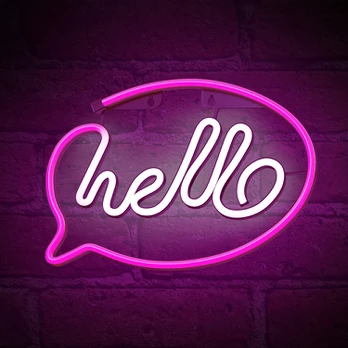 Neoninis LED šviestuvas HELLO pink baltas Bat + USB FLNE15 Forever Light