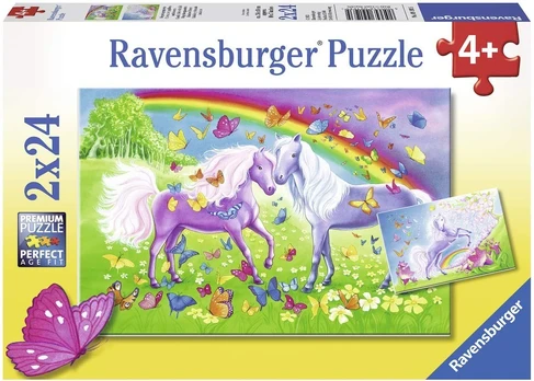 2X24 Puzzles: Rainbow Horses - RAVENSBURGER dėlionė