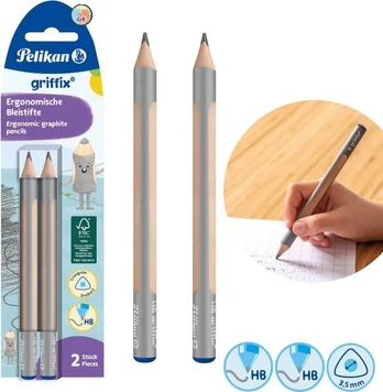 Medinis pieštukas Pelikan Griffix Hb, 2 vnt.