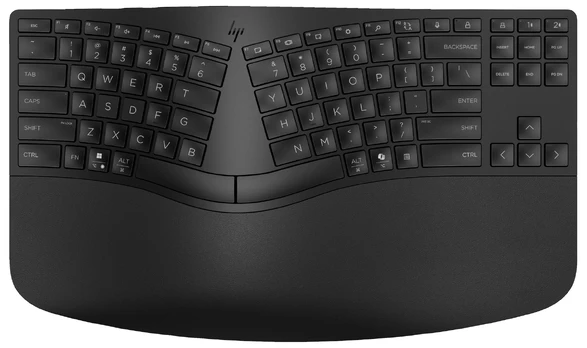 HP 965 Ergonomic Wireless Bluetooth Keyboard Keypad Combo, Sanitizable, Programmable, Split Zone Layout w/Negative Tilt (adjustable) - Black - US ENG