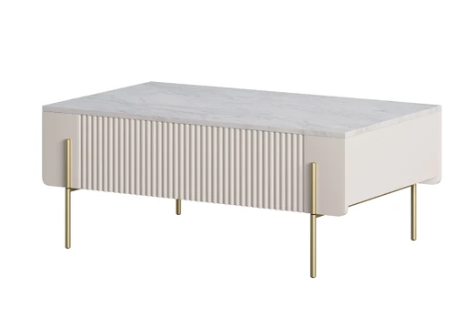 Coffee Table Malmi - Cashmere / Crema Bianca / Gold Legs