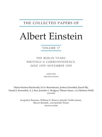 Collected Papers of Albert Einstein, Volume 17 (Translation Supplement)