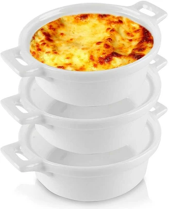 Porcelianiniai apvalūs kepimo dubenys, 3 vnt. 130 ml