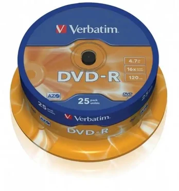 DVD-R 4,7 GB, matinis sidabrinis, dėžutė „Cake Box“, 25 vnt.
