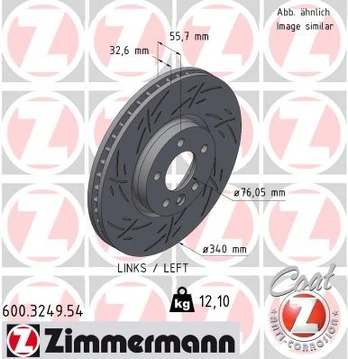 Stabdžių diskas ZIMMERMANN 600.3249.54