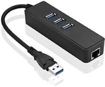 HUB USB MicroConnect 1x RJ-45 + 3x USB-A 3.0 (MC-USB3.0HUBWETH) kaina