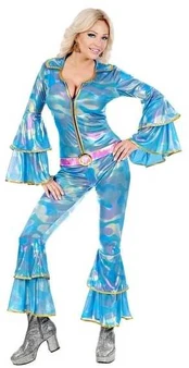 Widmann Blåt 70er disko jumpsuit