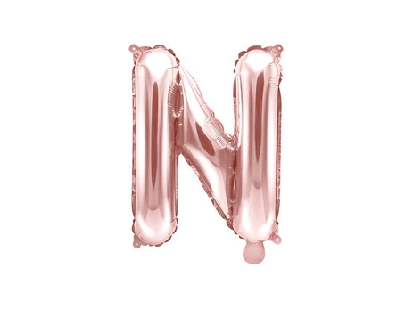 Folinis balionas Raidė "N" 35 cm, rožinis/auksinis