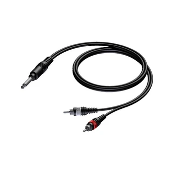 Laidas kabelis Procab 6.3 mm Jack kištukas mono - 2x RCA kištukas 3m