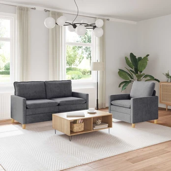 Sofa Sofos komplektas 2 pcs Tamsiai pilka Poliesteris