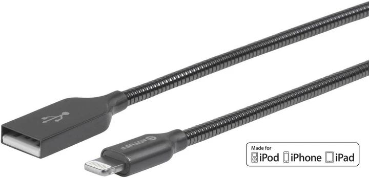 Cabel eStuff Gunmetal USB A 2.0 - Lightning MFI, 1,5m, black
