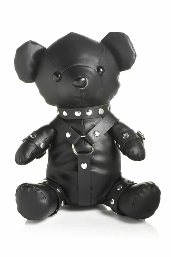 XR Brands Gimp Bear Juodas - Vegan Leather Decorative Plush Model