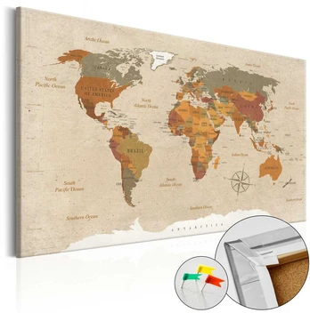 Artgeist Kamštinis paveikslas - rusvai gelsvas Chic [Cork Map]
