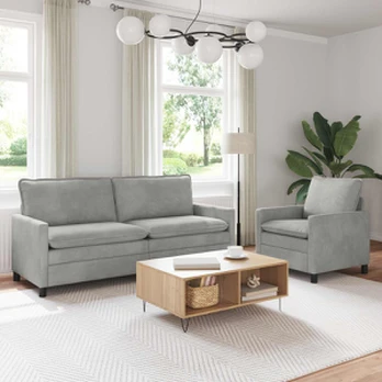Sofa Sofos komplektas 2 pcs Šviesiai pilka Aksomas