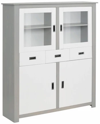 Vitrina Ariel 122, pilka/balta