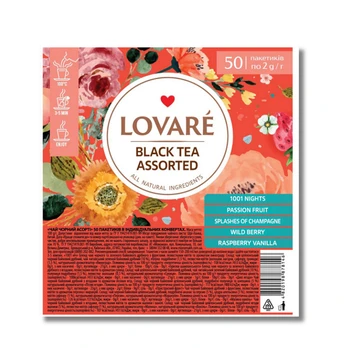 Lovare Juodoji Arbata „Assorted“ – 50 pakelių rinkinys