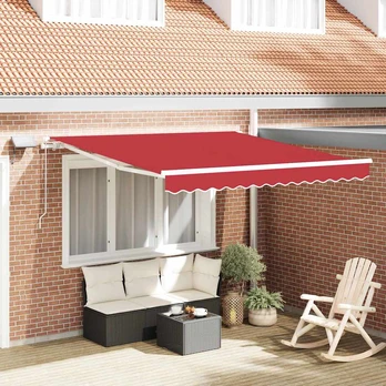 Rankinė įtraukiama markizė su LED Raudona 300x250 cm