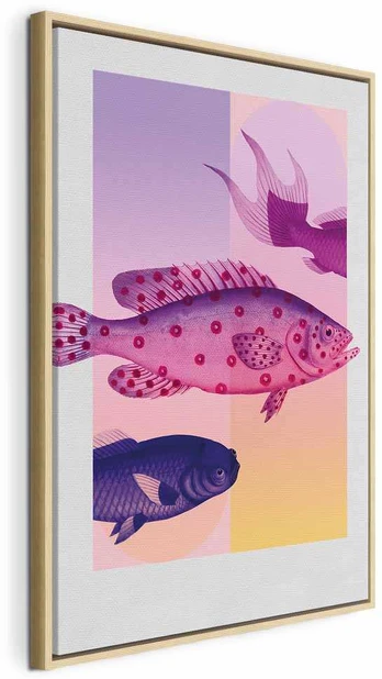 Artgeist Paveikslas - Fish in Pastels - Stylized Fish Against Gradient Shapes