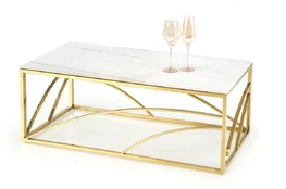 Gold UNIVERSE 2, coffee table, baltas marble / auksinis kaina