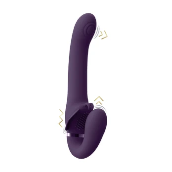 VIVE by Shots Satu Pulse-Wave strap-on be diržų, silikoninis, violetinis