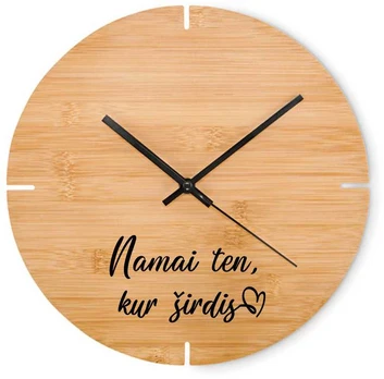 Bambukinis sieninis laikrodis "Namai ten, kur širdis"