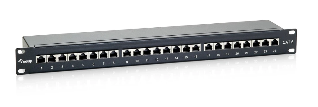 Equip 24-Port Cat.6 Shielded Patch Panel, Juodas