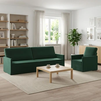 Sofa Sofos komplektas 2 vnt. Tamsiai žalia Aksomas