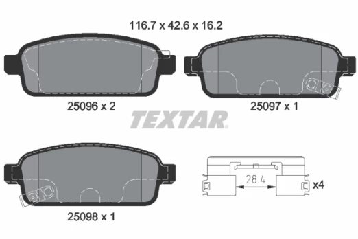 TEXTAR 2509606 Brake pad set