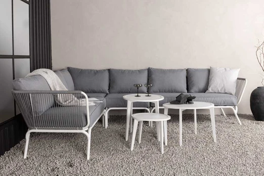 Venture Design Kampinis sofaas, Roxo, 283x220.5 cm, Balta/Pilka