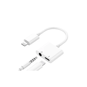 Extra Digital Dvigubas adapteris iPhone Lightning - 3.5 mm ausinėms ir krovikliui