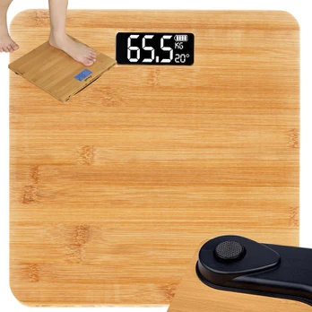 Virtuvinės svarstyklės Verk Group 180kg electronic bambus digital bathweight lcd temperature scale