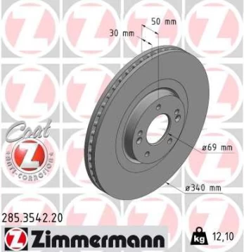 Stabdžių diskas ZIMMERMANN 285.3542.20